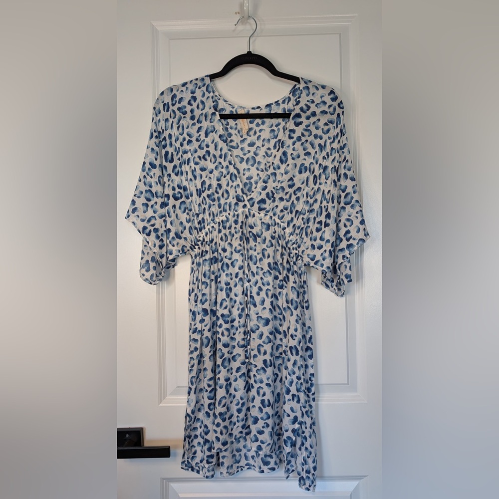 Tory Burch Animal Print Swimsuit Coverup Dress in Blue and White Size Medium